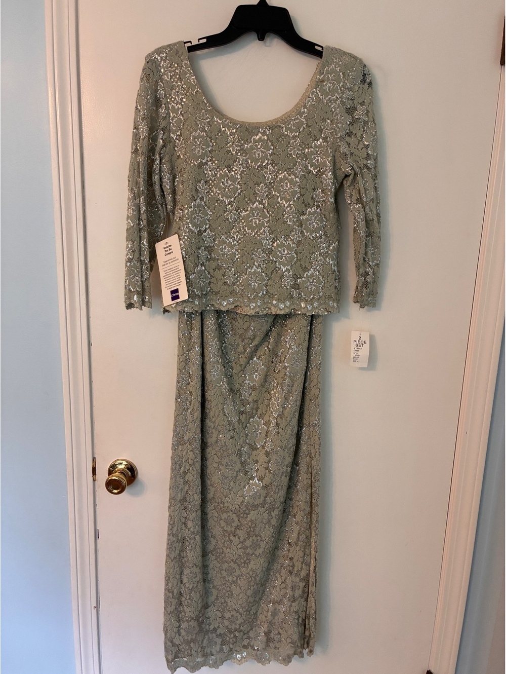 Vintage Jeffrey & Dara Metallic Lace 2 Piece Evening Set Size 6 NWT